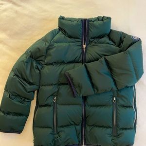 Tory Sport by Tory Burch Winter 2021 Collection Puffer Jacket. Forest Green/Navy